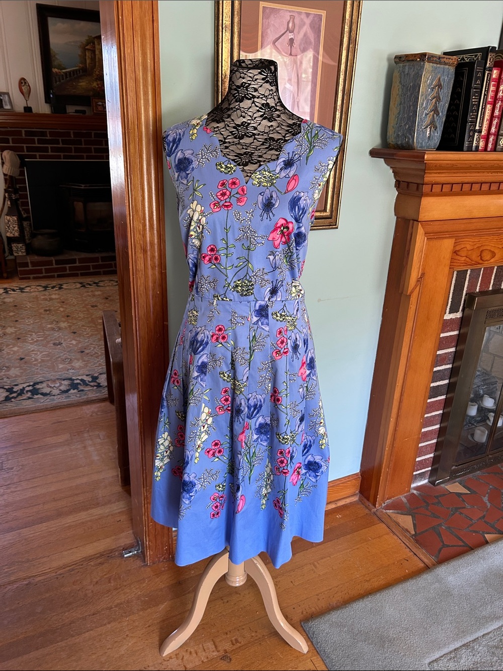 Talbots Periwinkle Blue Floral Midi Dress